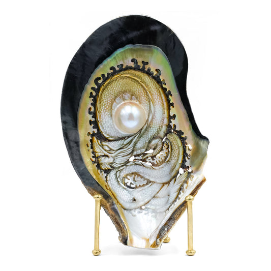 Starborn Carved Mabe Pearl Dragon Display - 1 piece