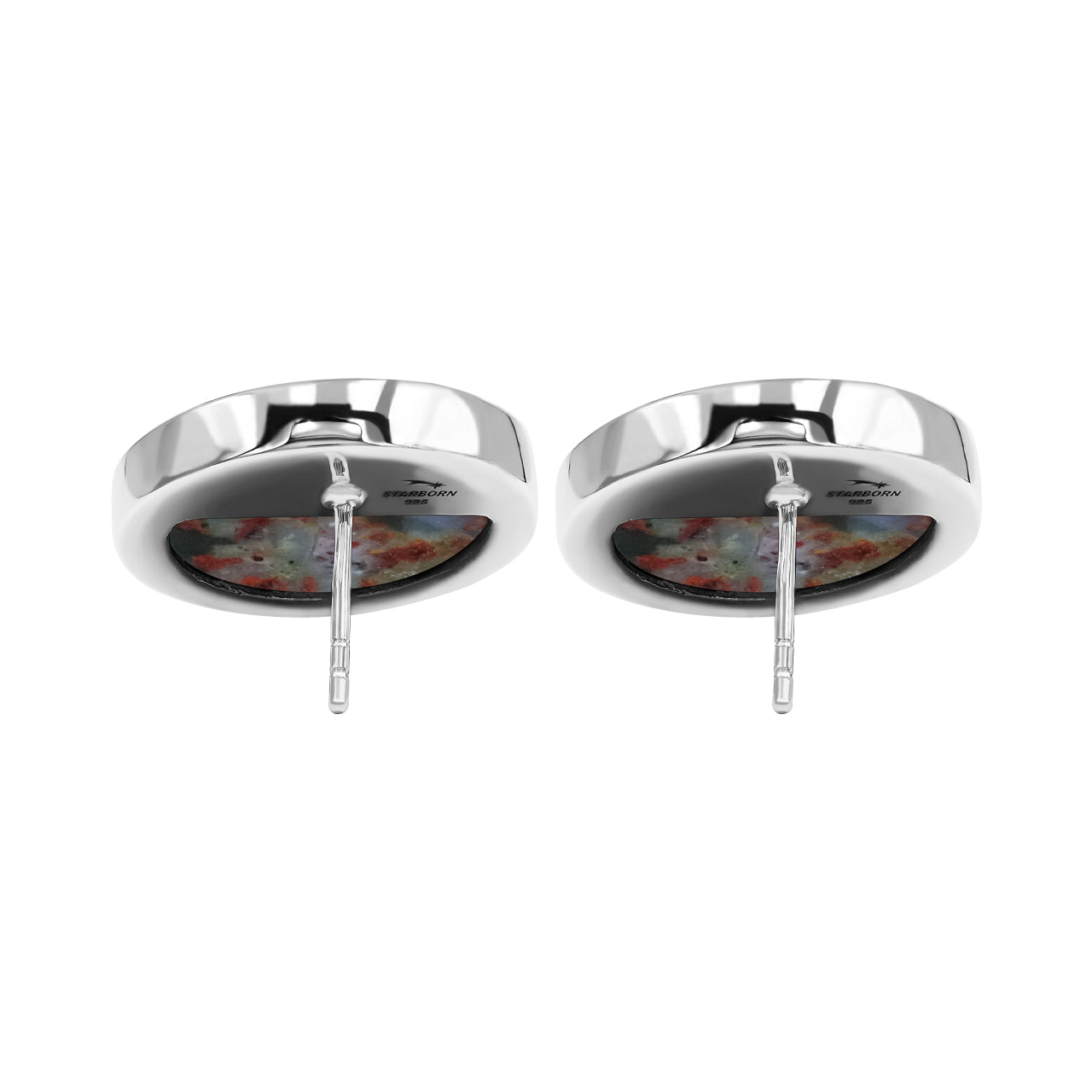 Starborn Magma Chalcedony Round Post Earrings in Sterling Silver