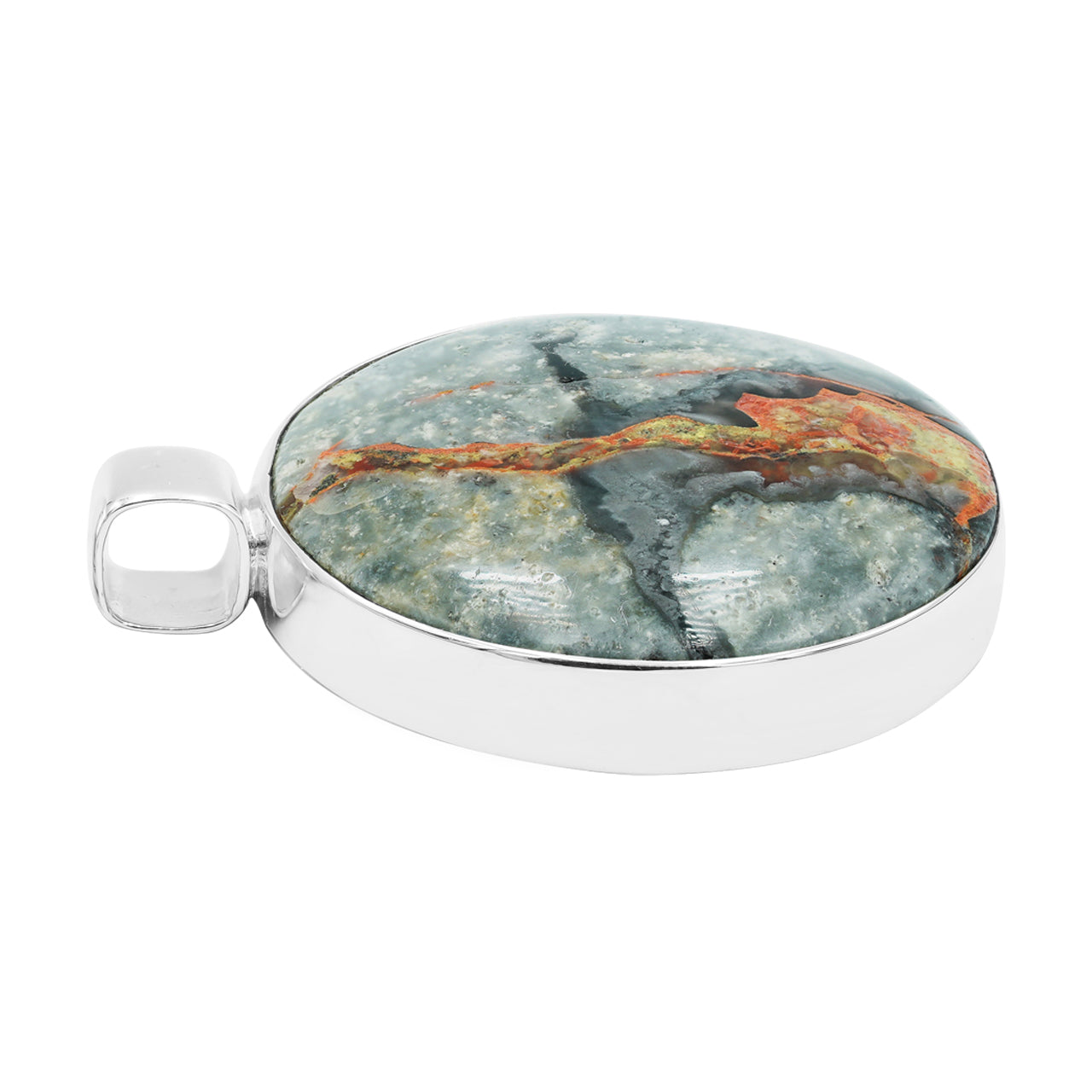 Starborn Round 30mm Magma Chalcedony Medallion Pendant in Sterling Silver