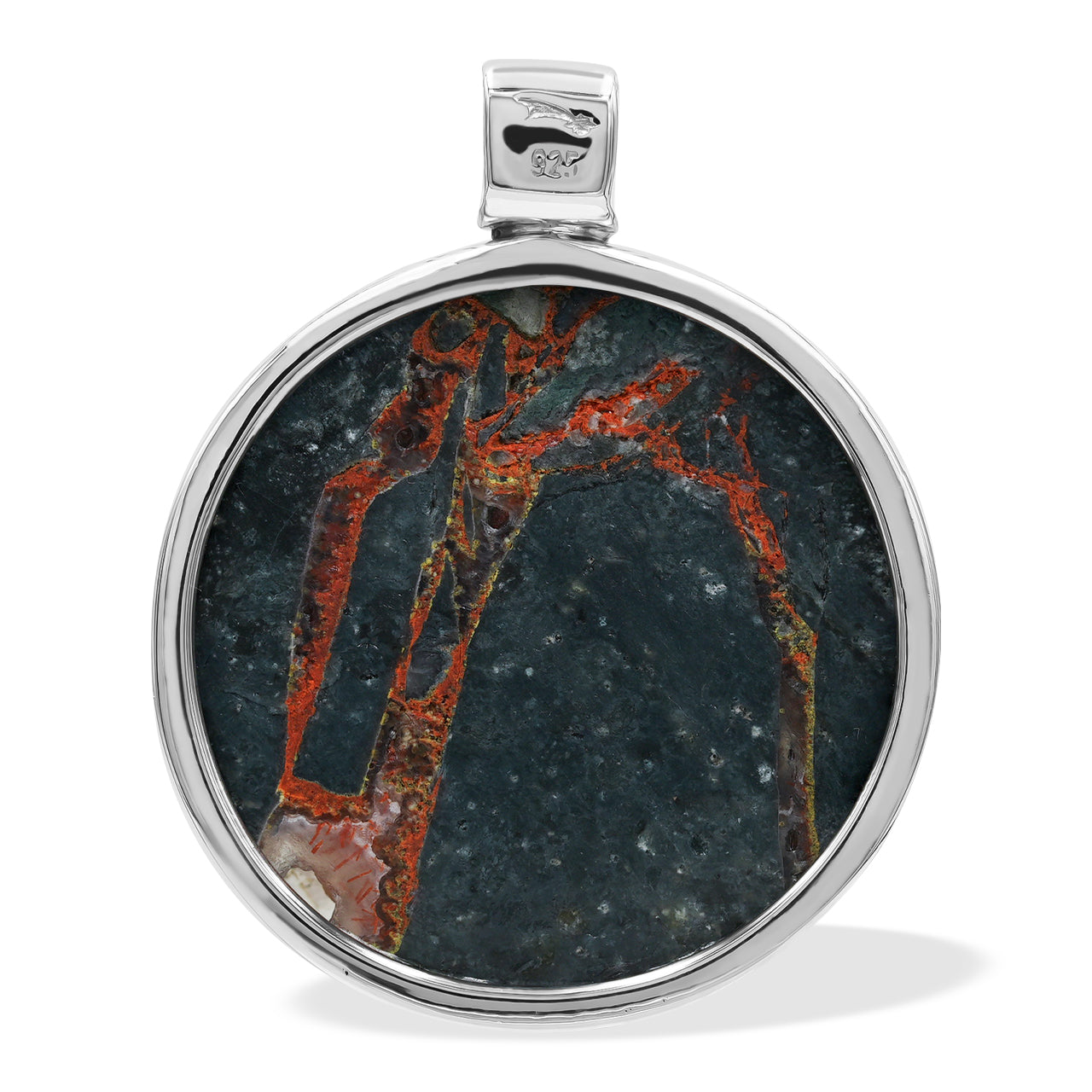 Starborn Round 30mm Magma Chalcedony Medallion Pendant in Sterling Silver