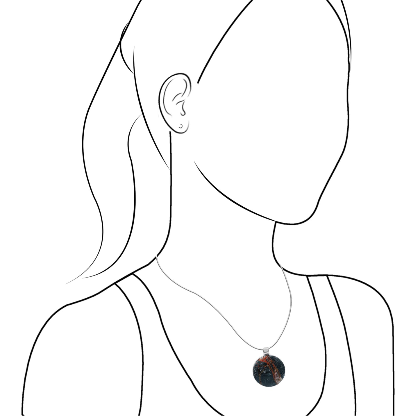 Starborn Round 30mm Magma Chalcedony Medallion Pendant in Sterling Silver