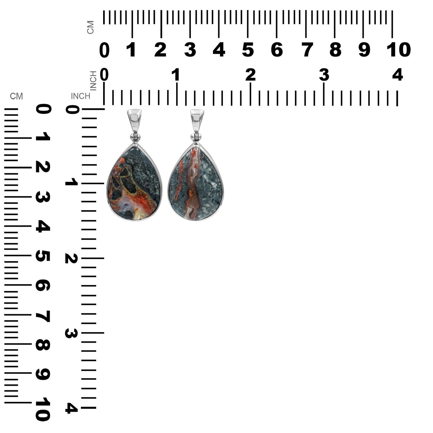 Starborn Pear Shaped Magma Chalcedony Pendant in Fine Sterling Silver
