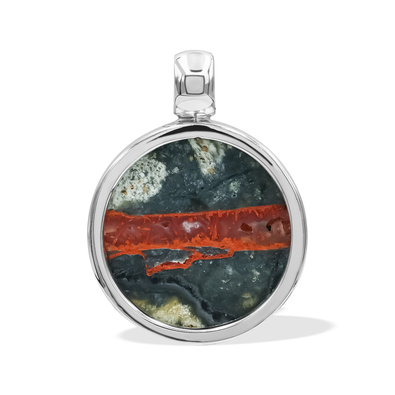 Starborn Round 20mm Magma Chalcedony Medallion Pendant in Sterling Silver