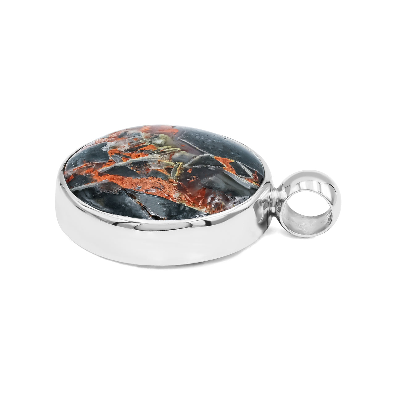 Starborn Round 20mm Magma Chalcedony Medallion Pendant in Sterling Silver