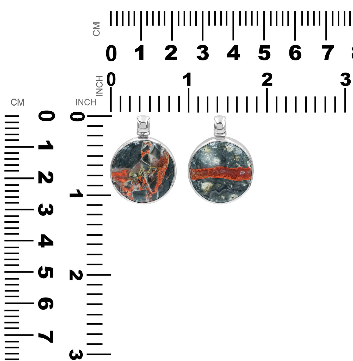 Starborn Round 20mm Magma Chalcedony Medallion Pendant in Sterling Silver