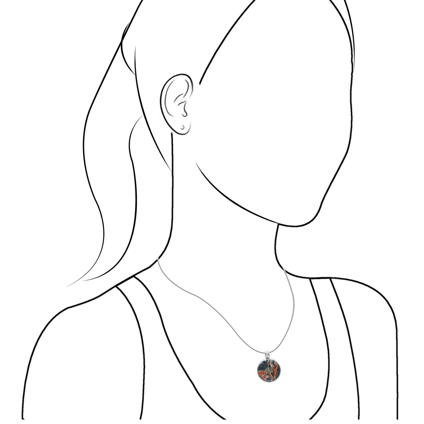 Starborn Round 20mm Magma Chalcedony Medallion Pendant in Sterling Silver
