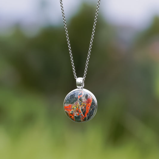 Starborn Round 20mm Magma Chalcedony Medallion Pendant in Sterling Silver