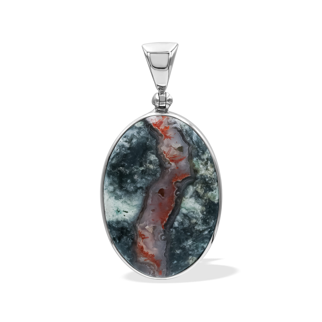 Starborn Oval Magma Chalcedony Pendant in Sterling Silver