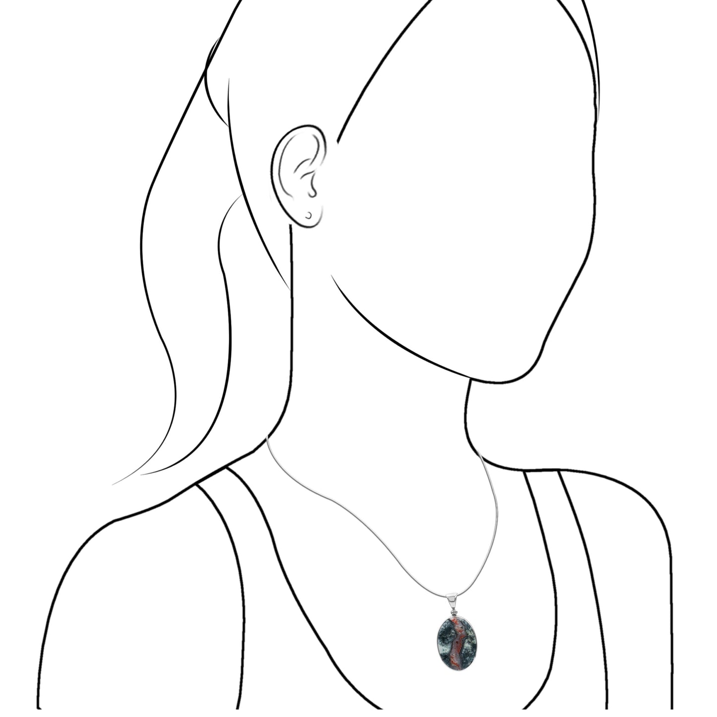 Starborn Oval Magma Chalcedony Pendant in Sterling Silver