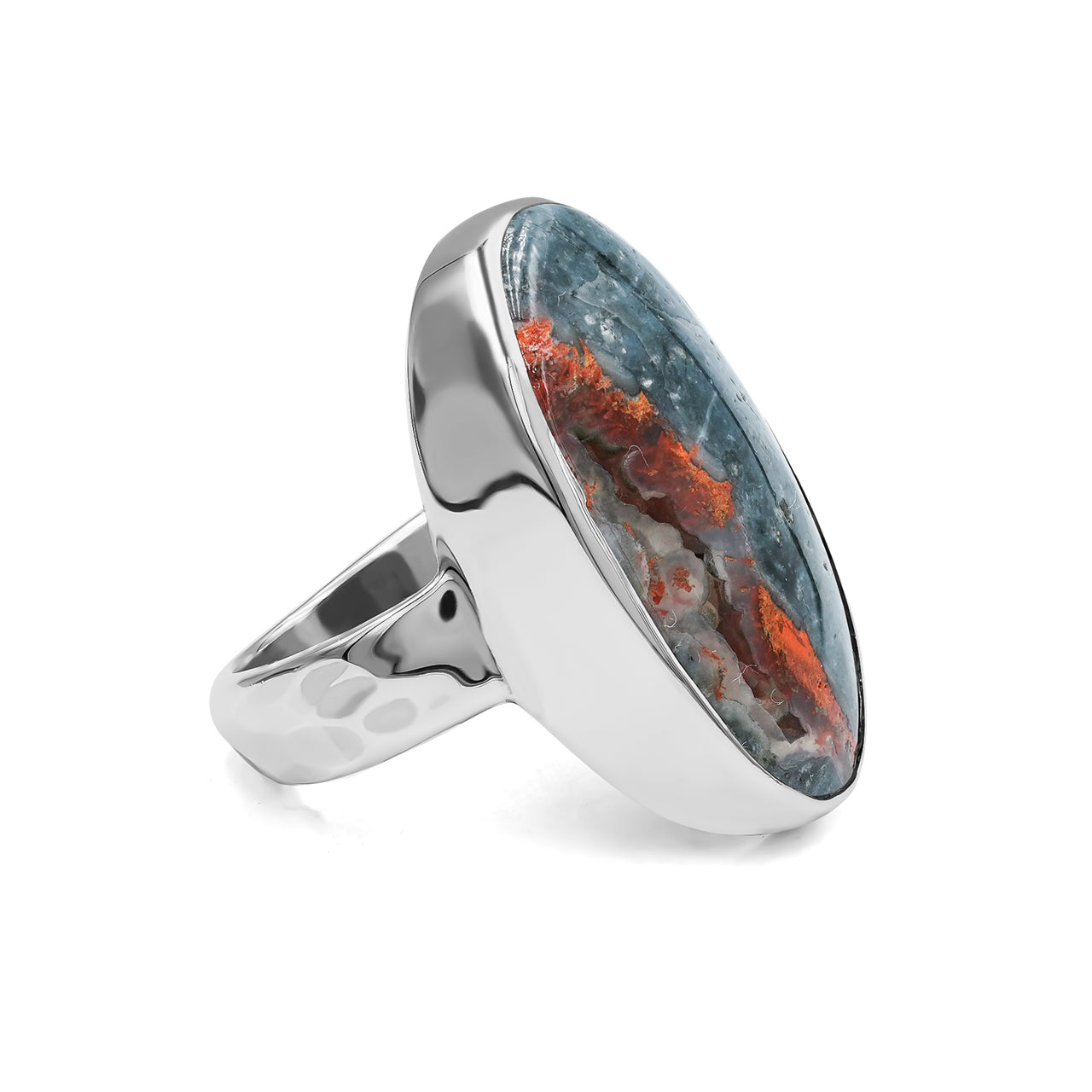 Starborn Oval Shaped Magma Chalcedony Ring in Sterling Silver
