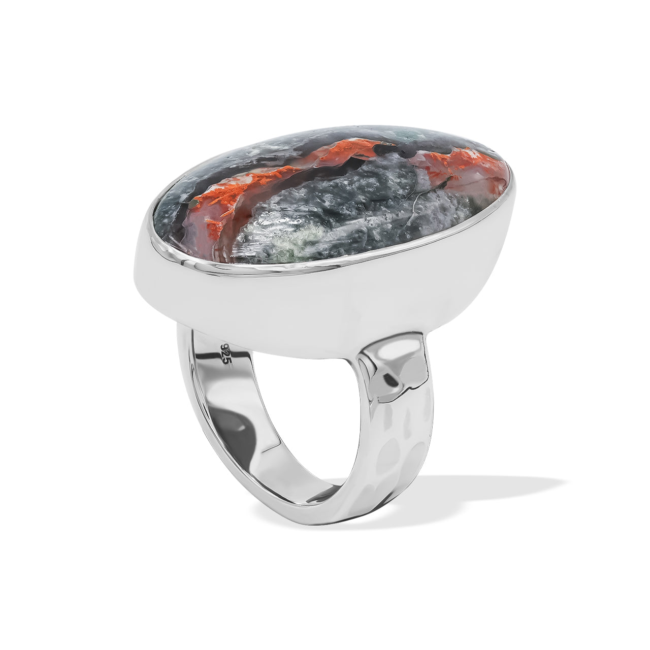 Starborn Oval Shaped Magma Chalcedony Ring in Sterling Silver