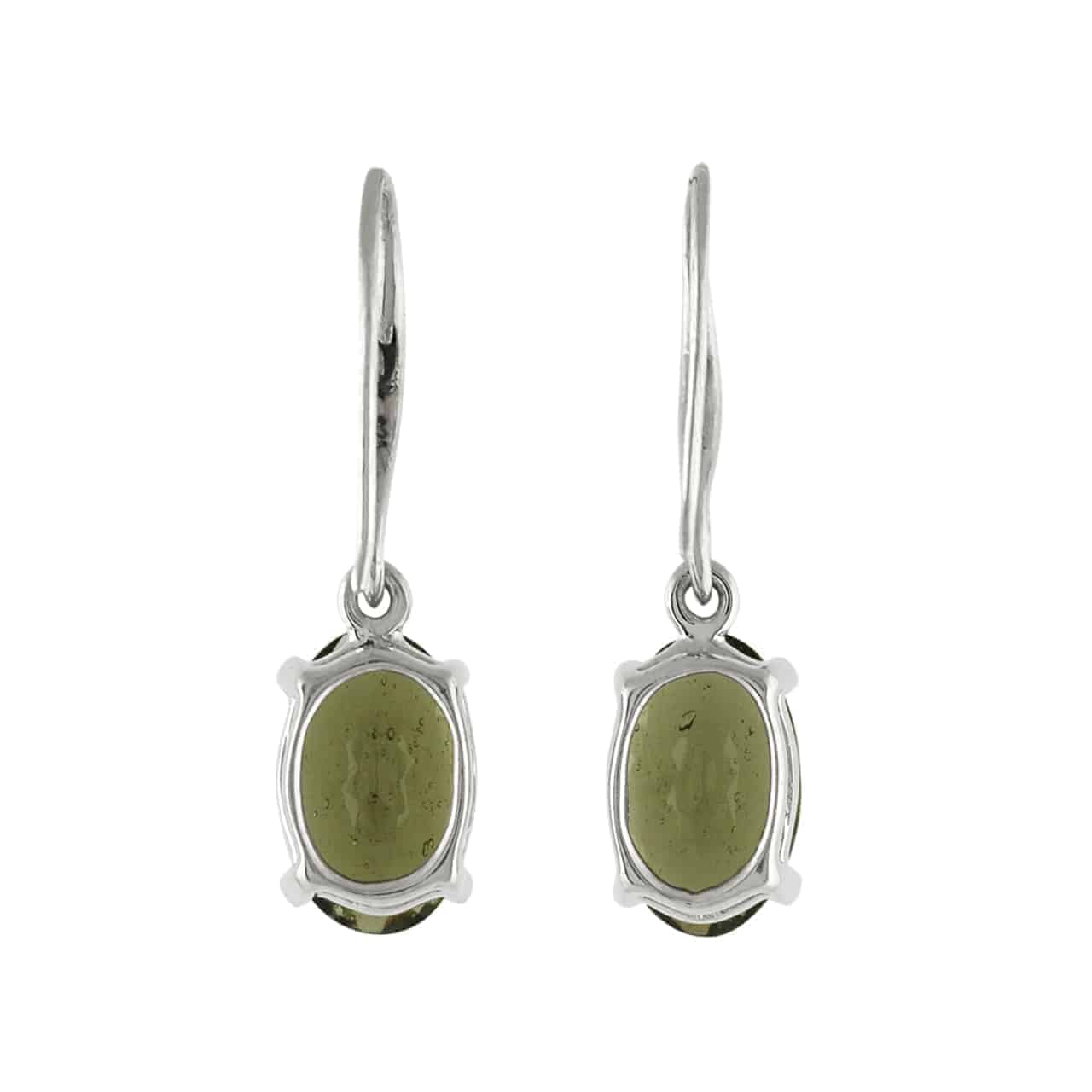 Starborn Moldavite Faceted Oval Drop Earrings in Sterling Silver