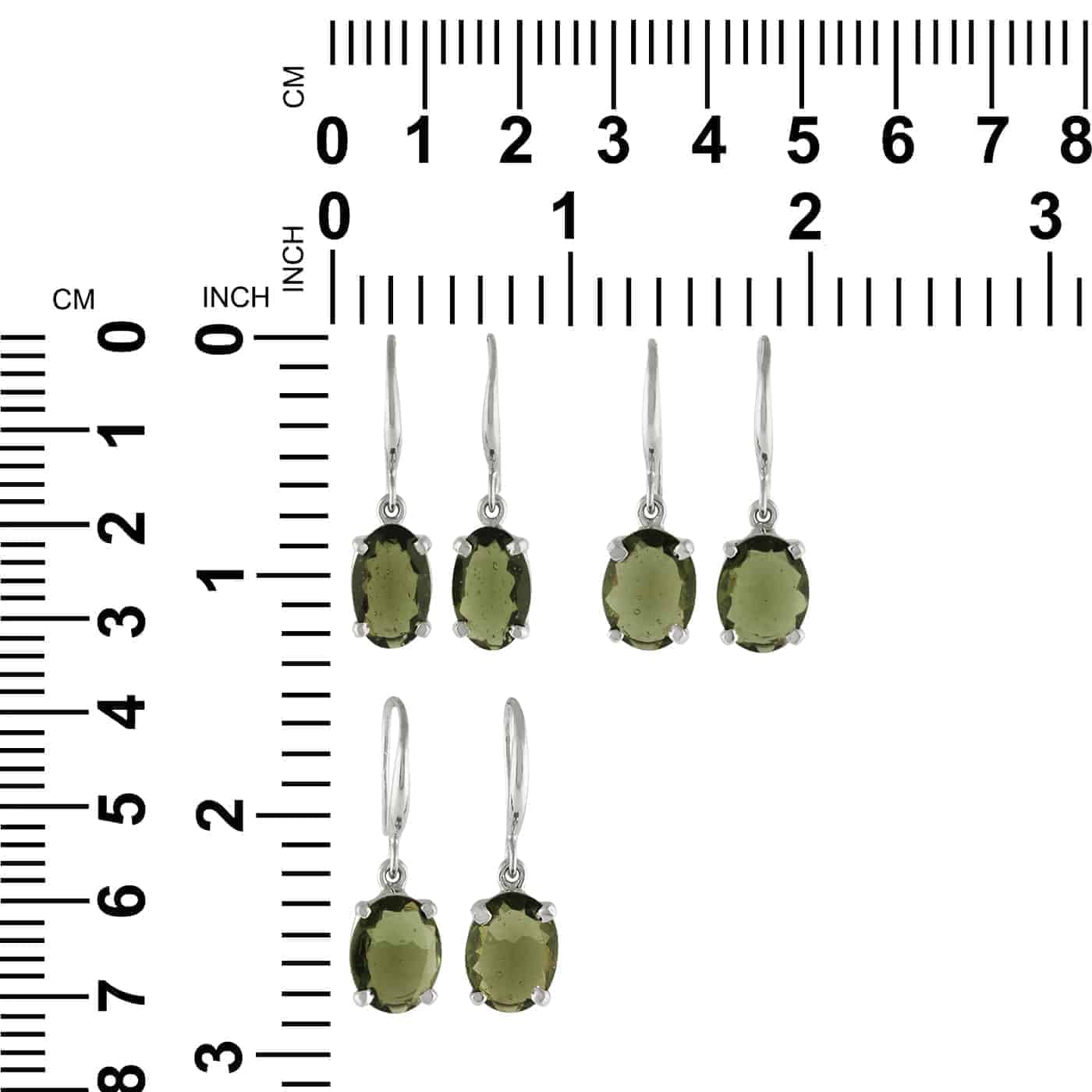 Starborn Moldavite Faceted Oval Drop Earrings in Sterling Silver
