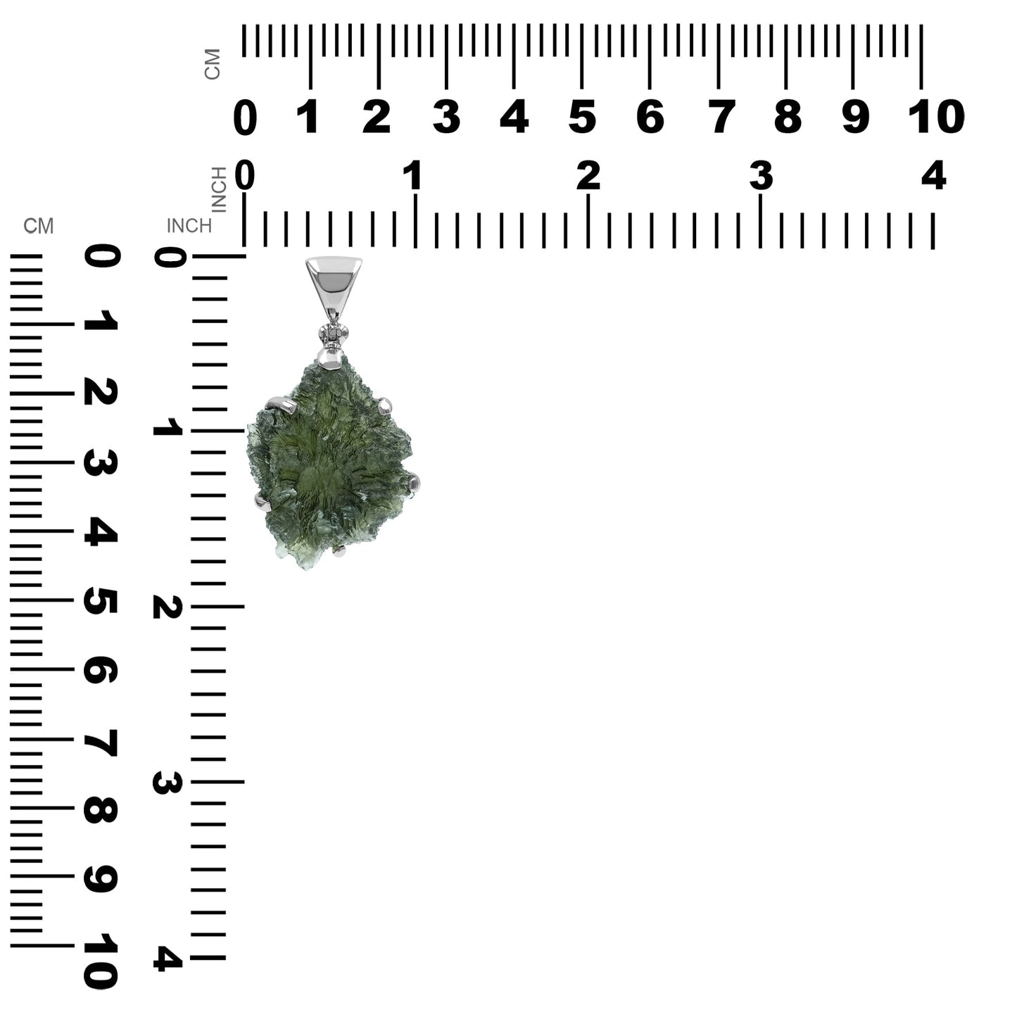 Starborn Natural Rough Moldavite Prong Set Pendant in Sterling Silver (40ct)