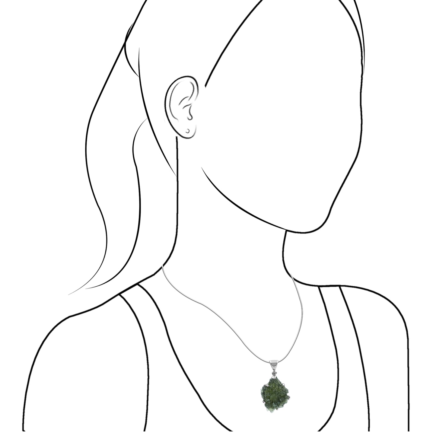 Starborn Natural Rough Moldavite Prong Set Pendant in Sterling Silver (40ct)