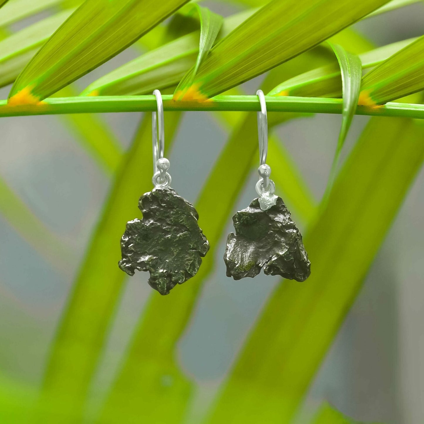 Starborn Campo del Cielo Meteorite Dangle Earrings in Sterling Silver