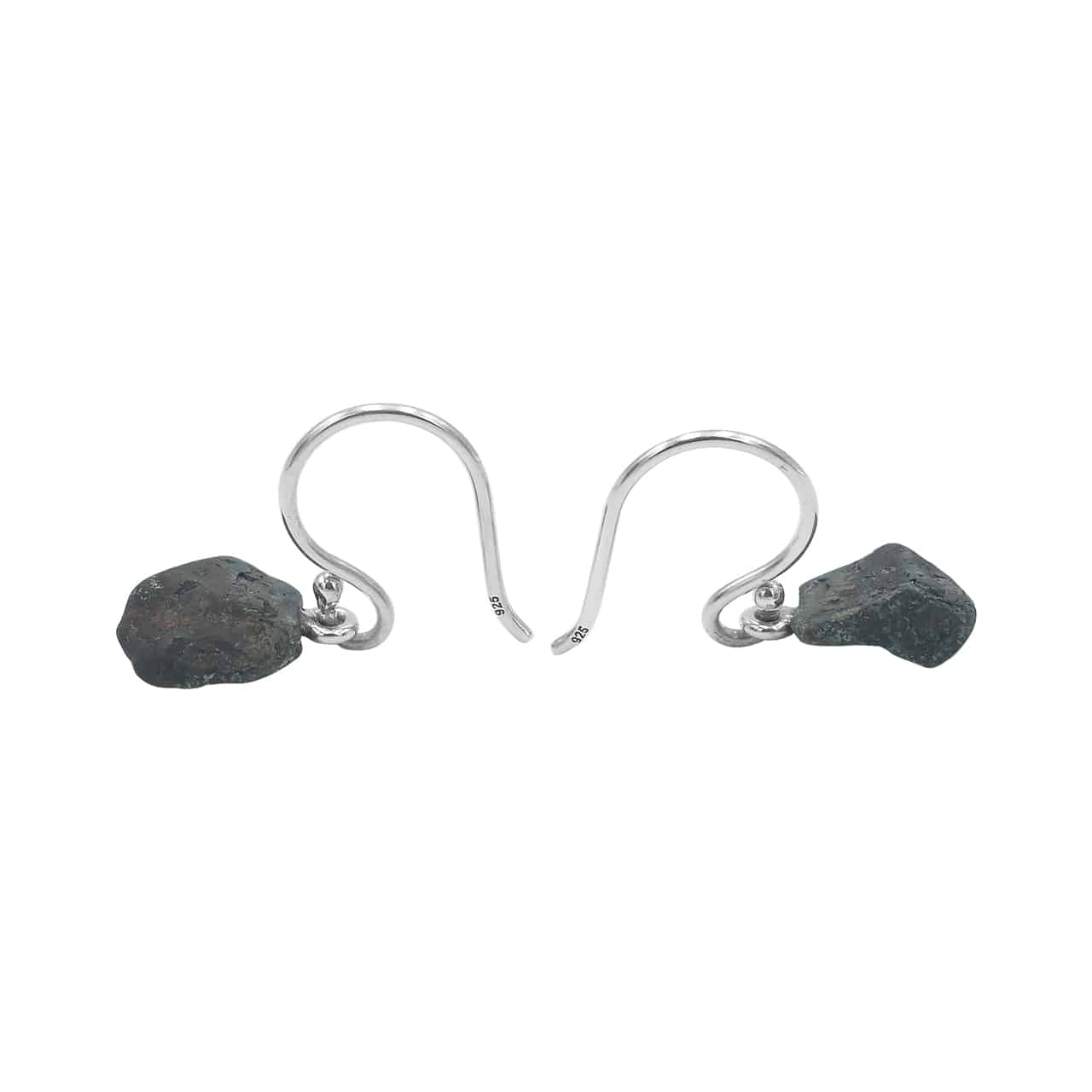 Starborn Agoudal Meteorite Nugget Drop Earrings in Sterling Silver