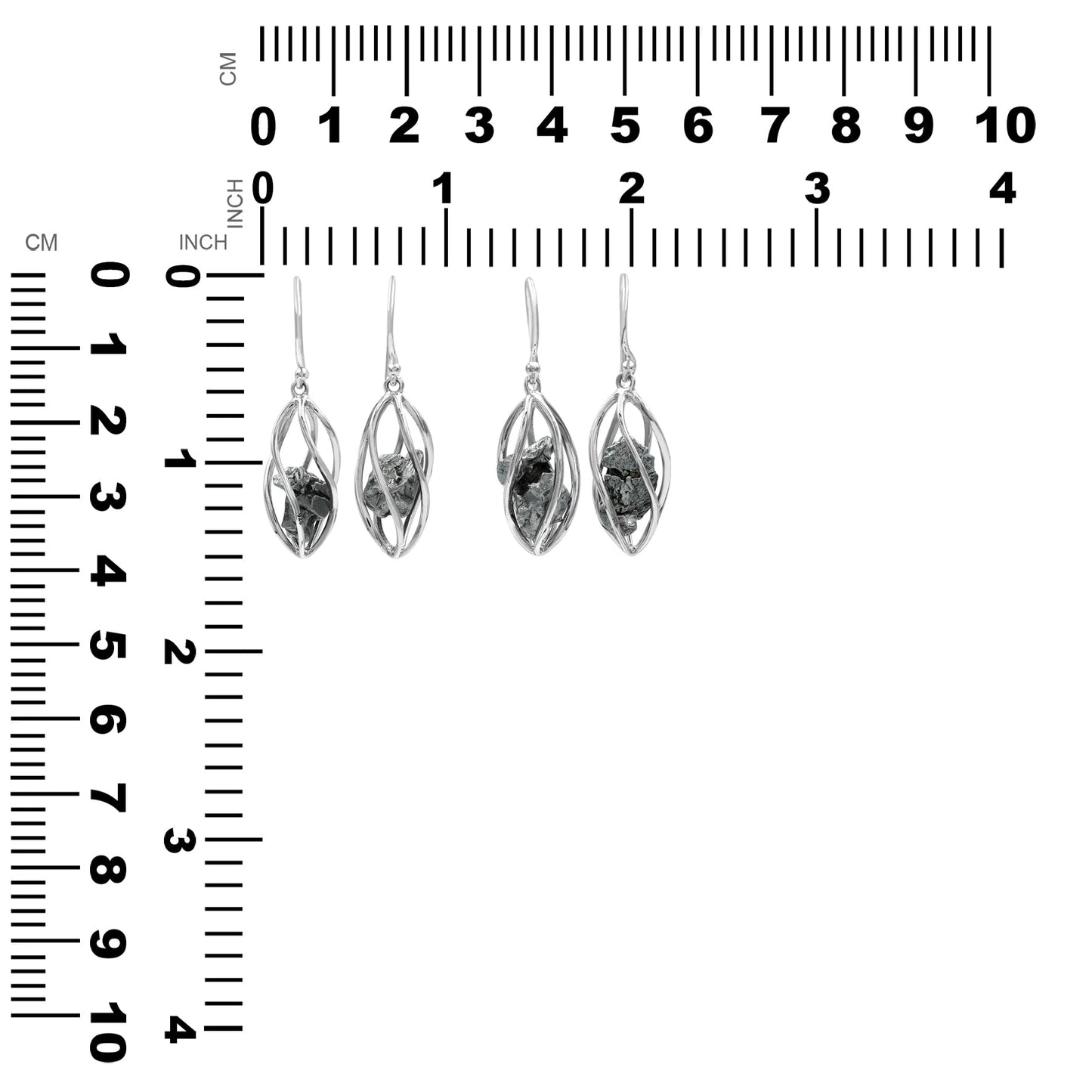 Starborn Campo del Cielo Meteorite Spiral Caged Earrings in Sterling Silver