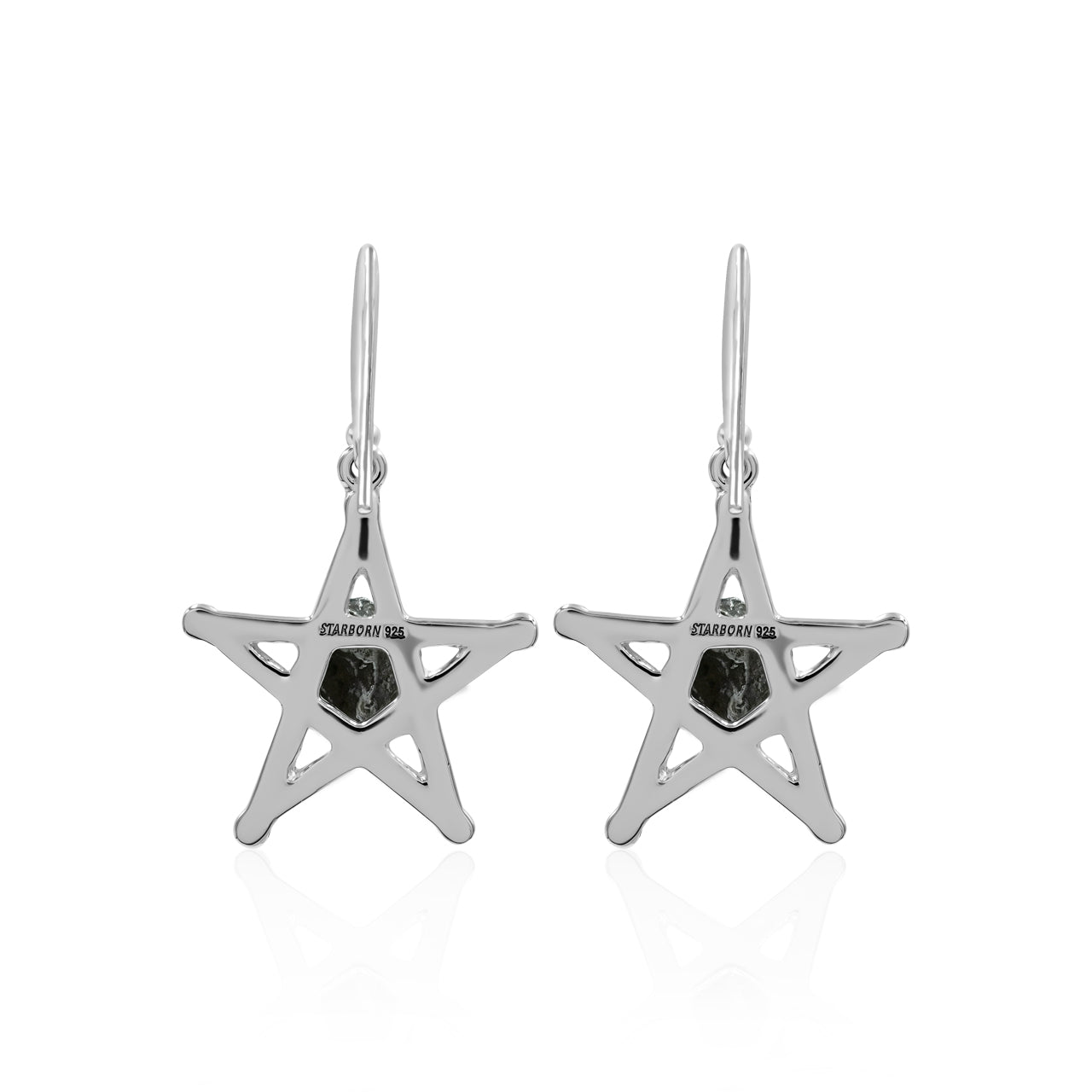 Starborn Campo del Cielo Meteorite Star Cage Dangle Earrings in Sterling Silver