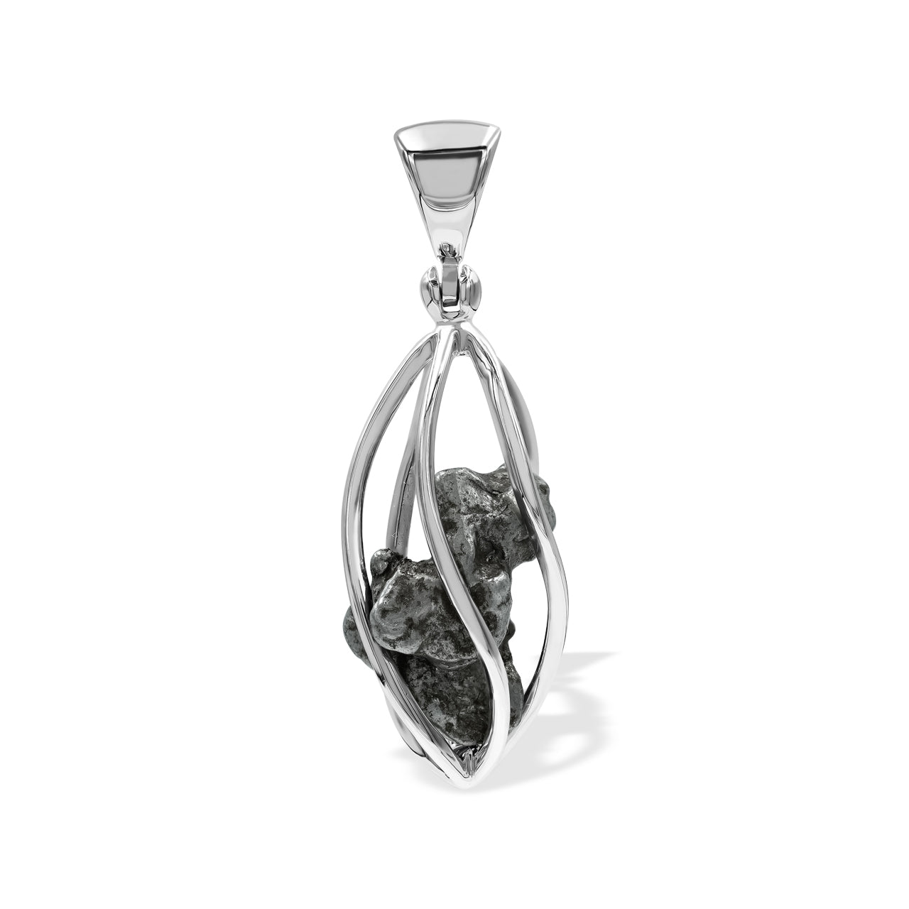 Starborn Campo del Cielo Meteorite Cage Pendant in Sterling Silver