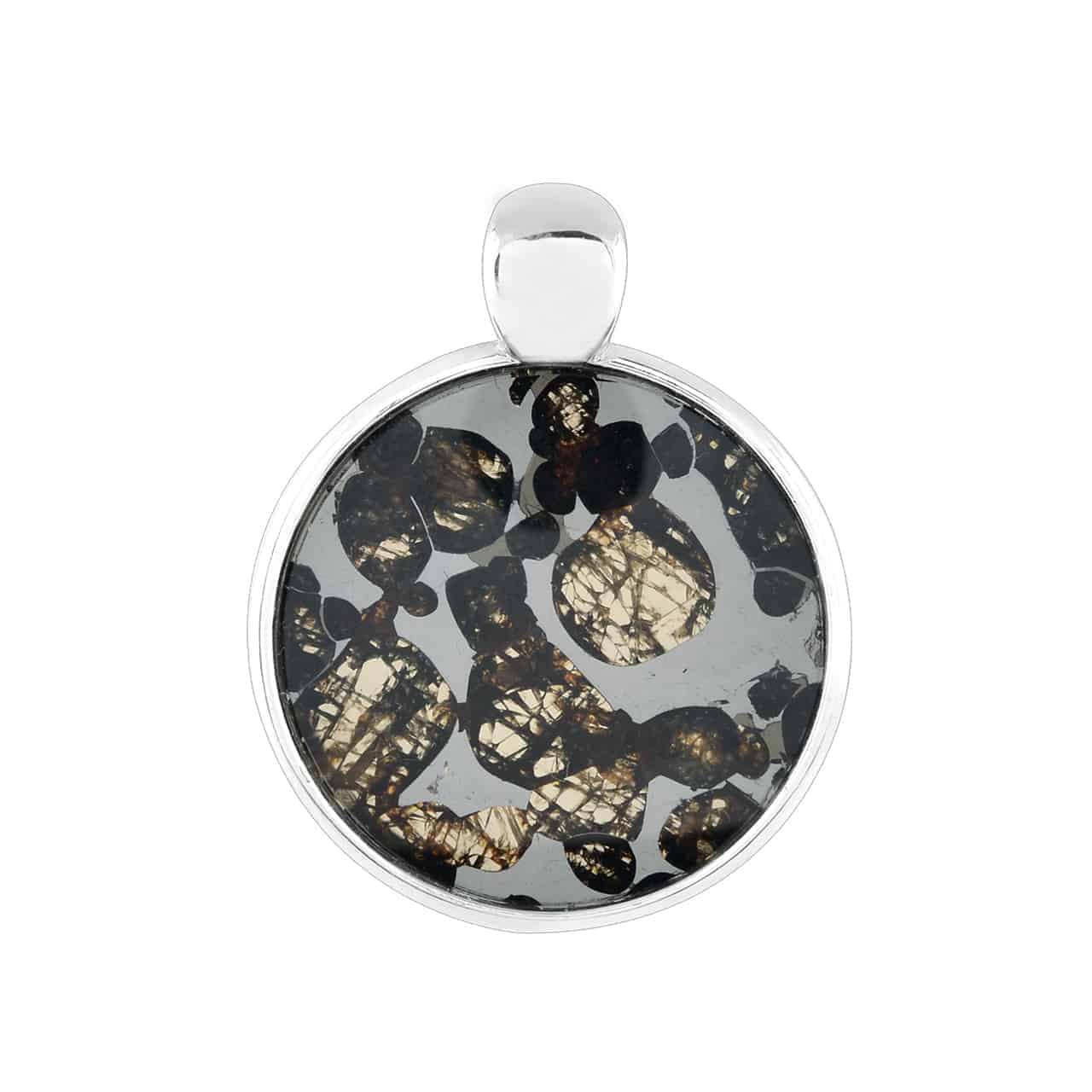 Starborn Sericho Pallasite Meteorite Small Medallion Pendant Sterling Silver
