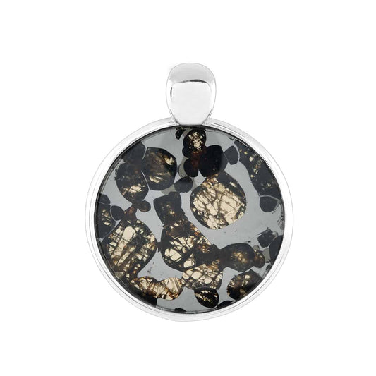 Starborn Sericho Pallasite Meteorite Small Medallion Pendant Sterling Silver
