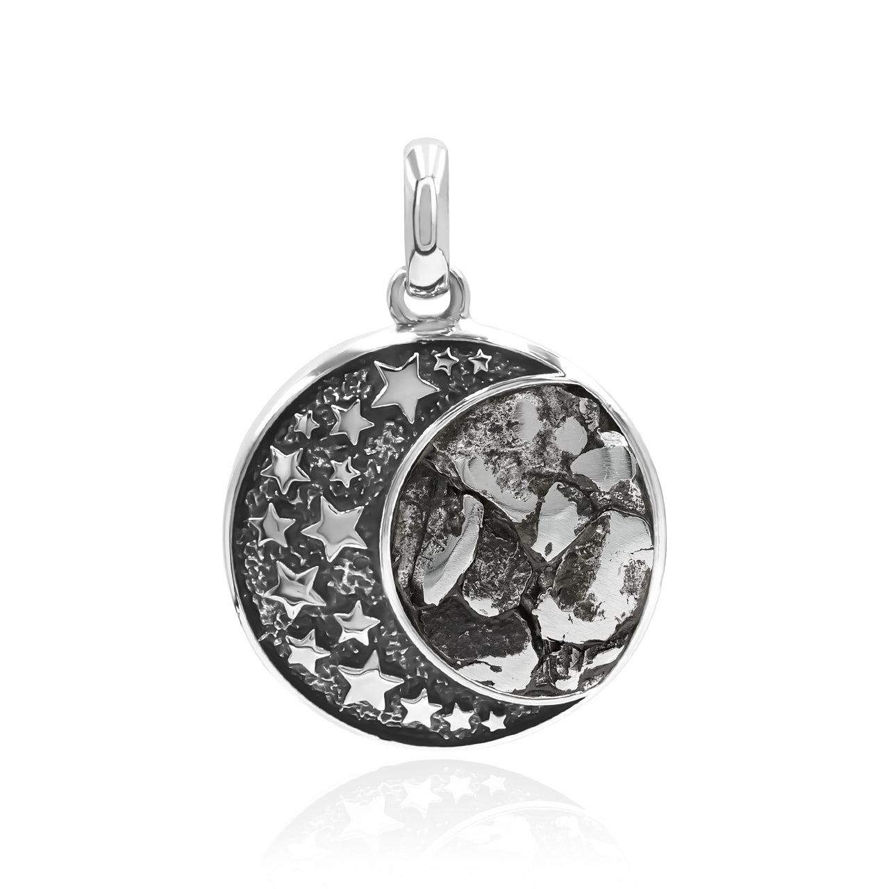 Starborn Campo Del Cielo Meteorite Crescent Moon Pendant in Sterling Silver