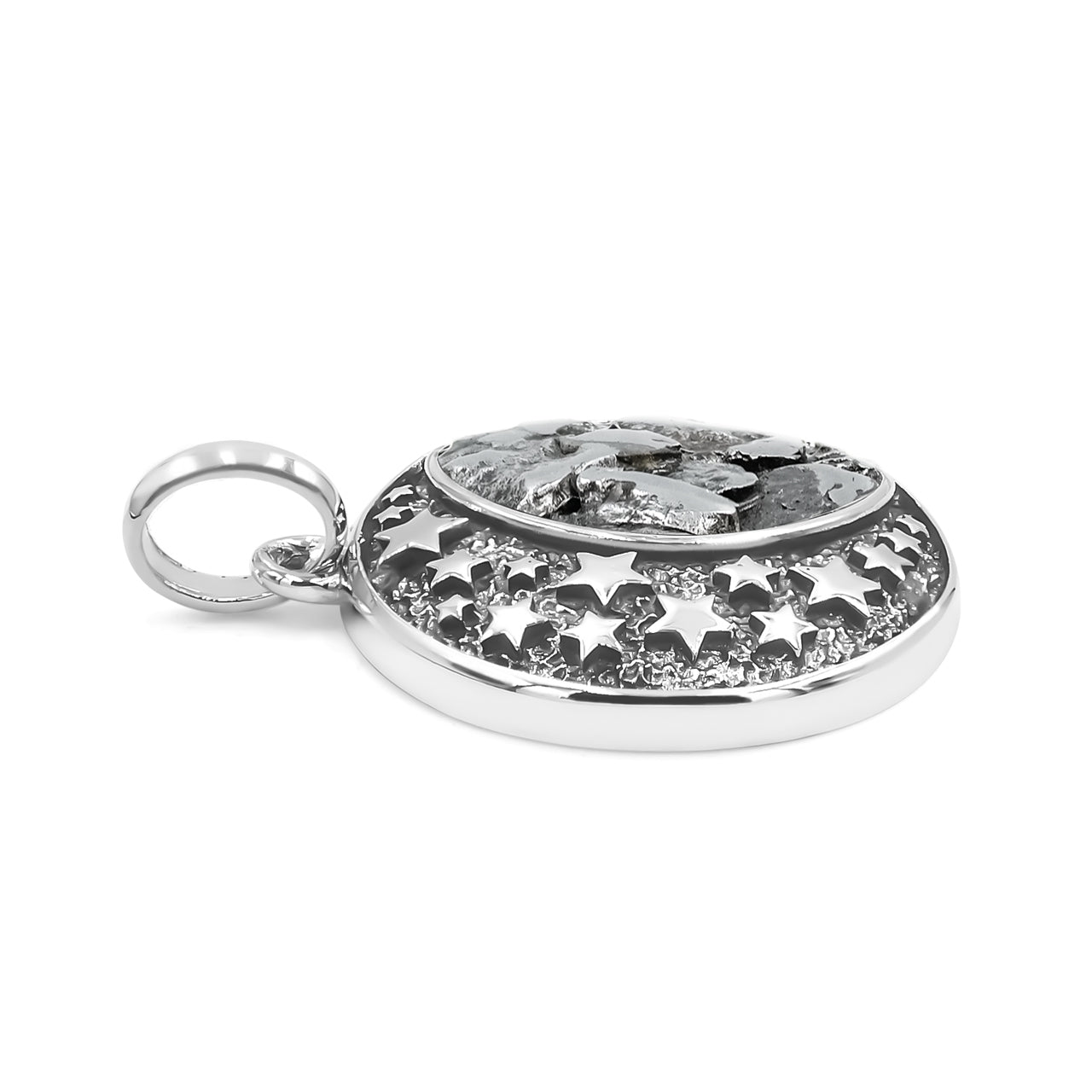Starborn Campo Del Cielo Meteorite Crescent Moon Pendant in Sterling Silver