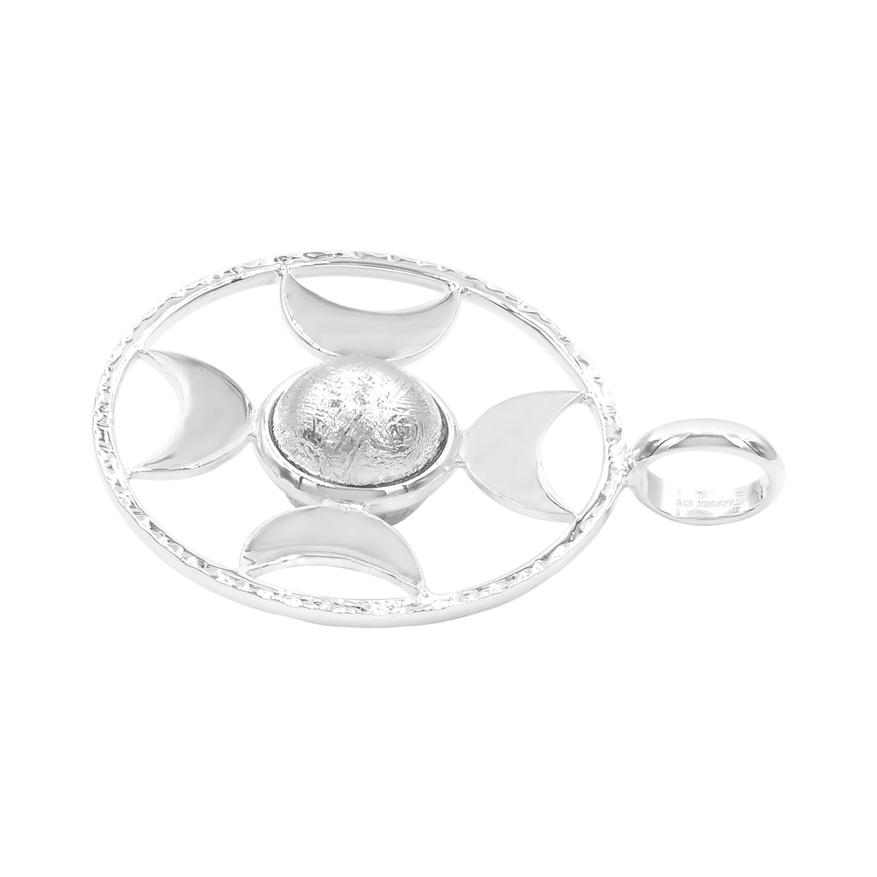 Starborn Sphere Gemstones Directional Crescent Moon Pendant in Sterling Silver - Large