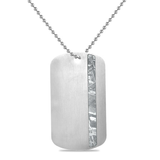 Starborn Stainless Steel Gibeon Meteorite Dog-Tag Style Pendant and Stainless-Steel Chain