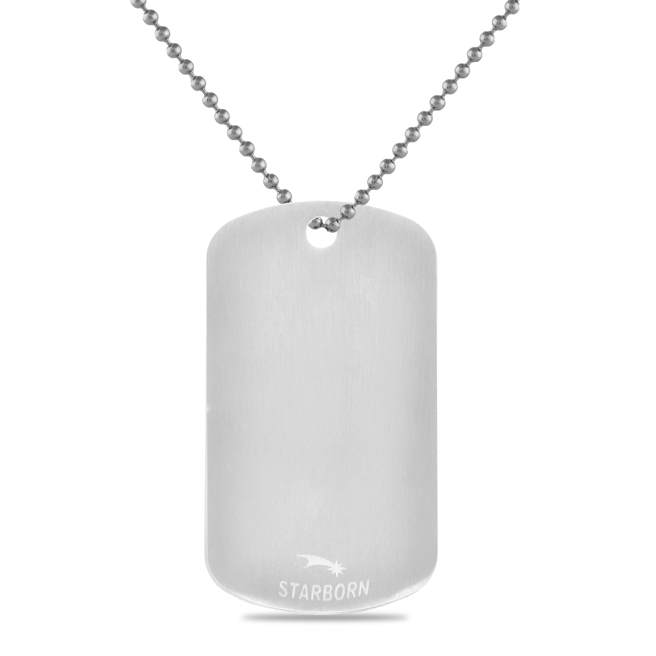 Starborn Stainless Steel Gibeon Meteorite Dog-Tag Style Pendant and Stainless-Steel Chain