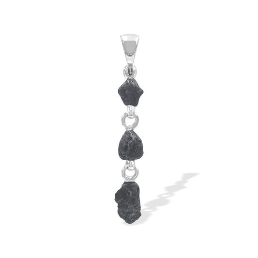 Starborn Agoudal Iron Meteorite Drop Pendant in Sterling Silver