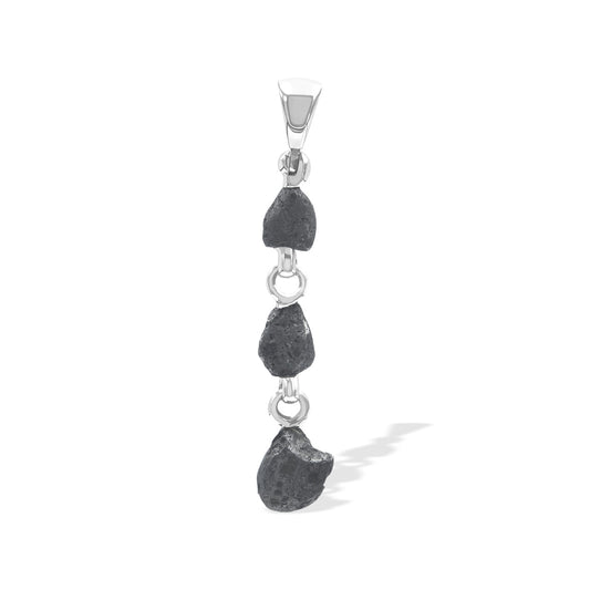 Starborn Agoudal Iron Meteorite Drop Pendant in Sterling Silver