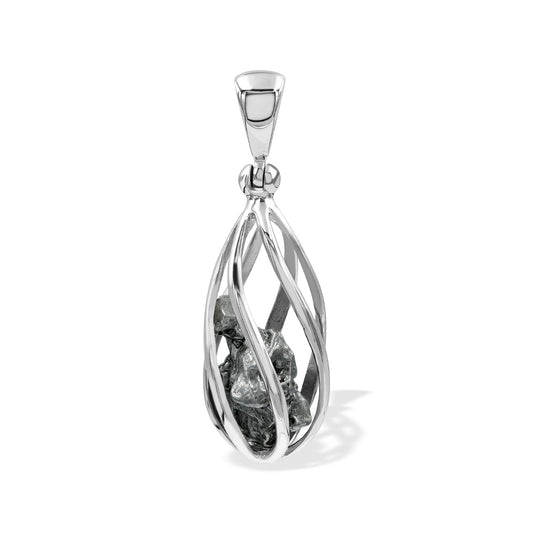 Starborn Campo Del Cielo Meteorite Spiral Cage Pendant in Sterling Silver