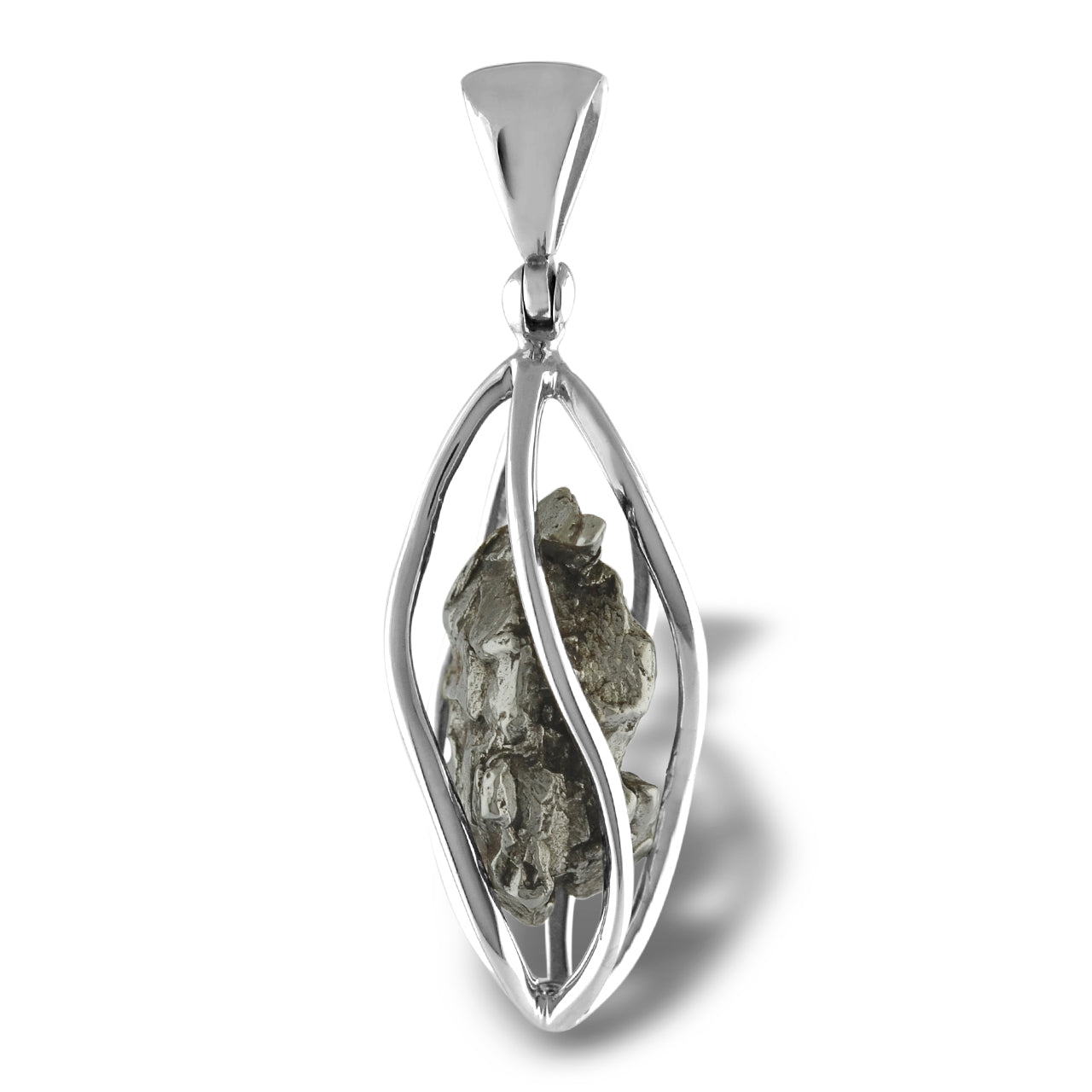 Starborn Campo del Cielo Meteorite Cage Pendant in Sterling Silver