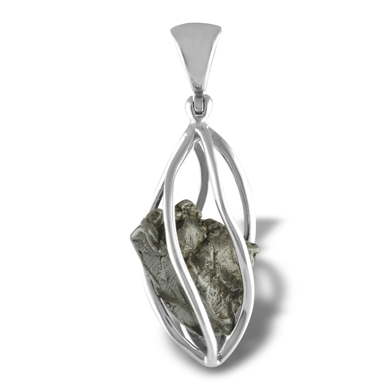 Starborn Campo del Cielo Meteorite Cage Pendant in Sterling Silver