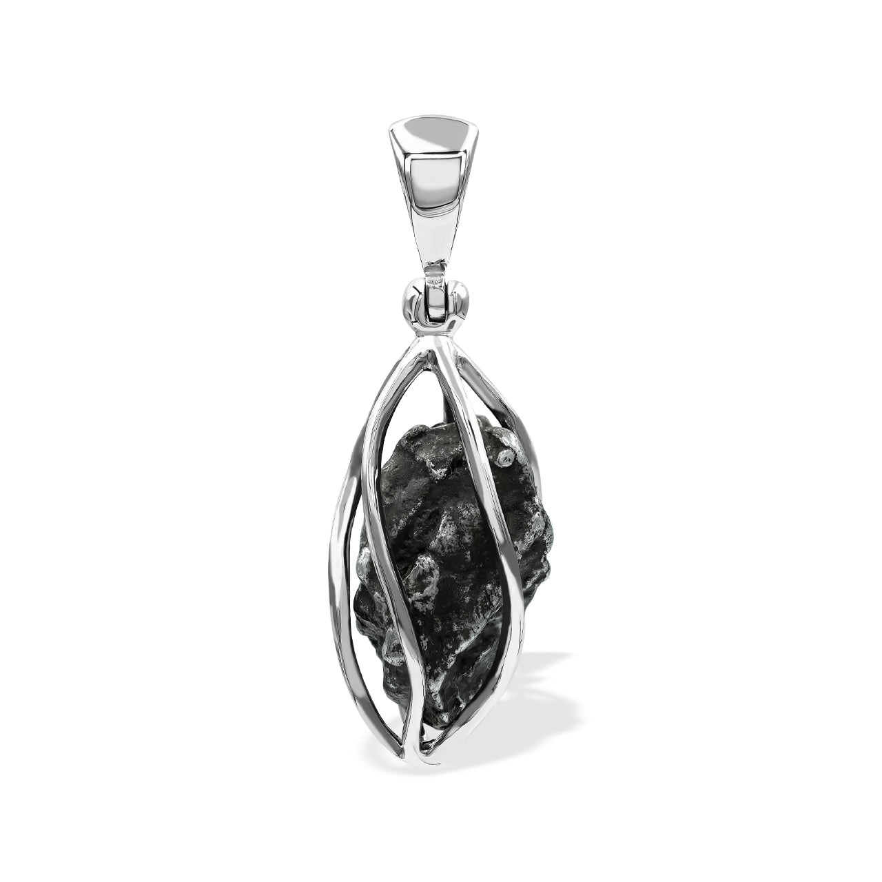 Starborn Campo del Cielo Meteorite Cage Pendant in Sterling Silver