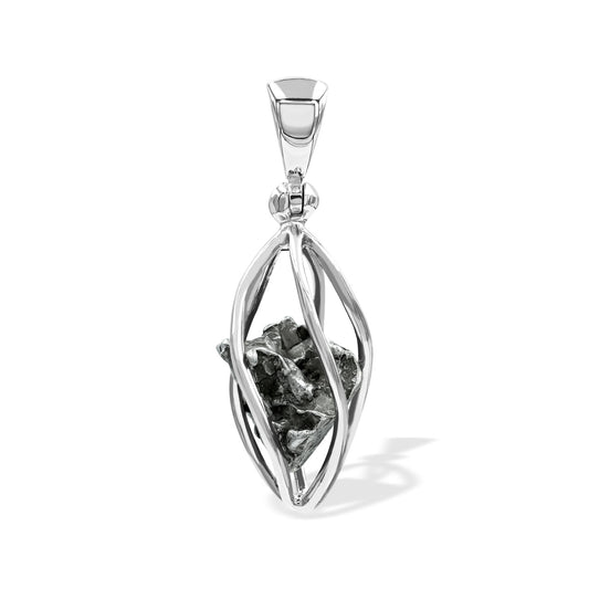 Starborn Campo del Cielo Meteorite Cage Pendant in Sterling Silver