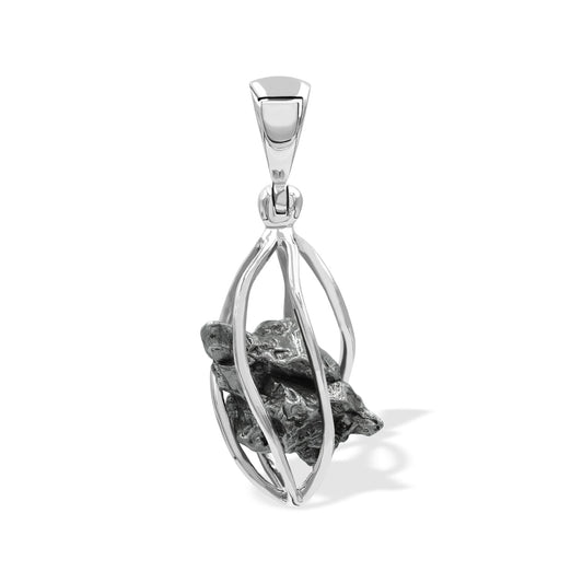 Starborn Campo del Cielo Meteorite Cage Pendant in Sterling Silver