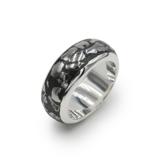 Starborn Campo del Cielo Meteorite Polished Nugget Inlay Ring in Sterling Silver
