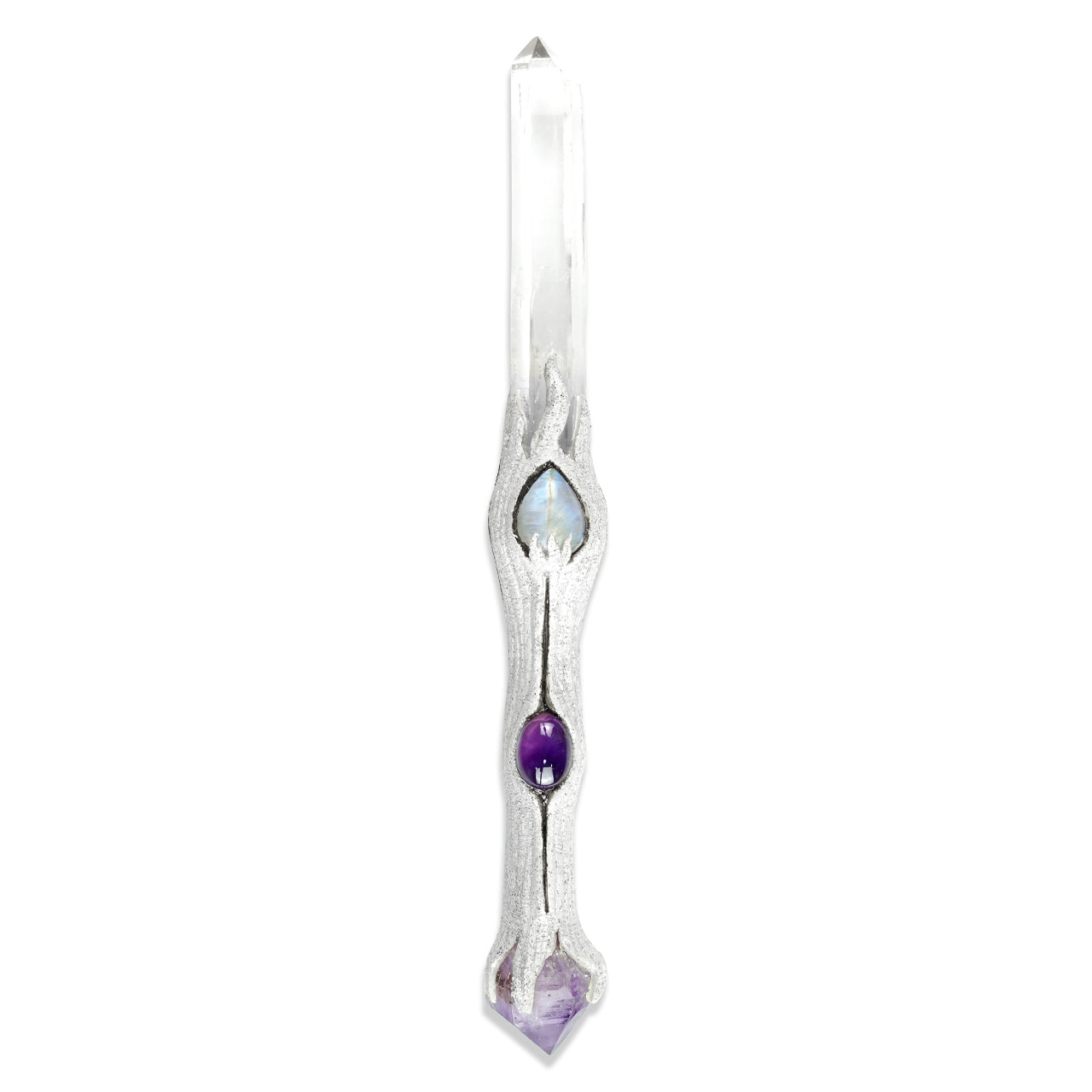 Starborn Quartz Crystal Decorative Wand with Amethyst & Rainbow Moonstone