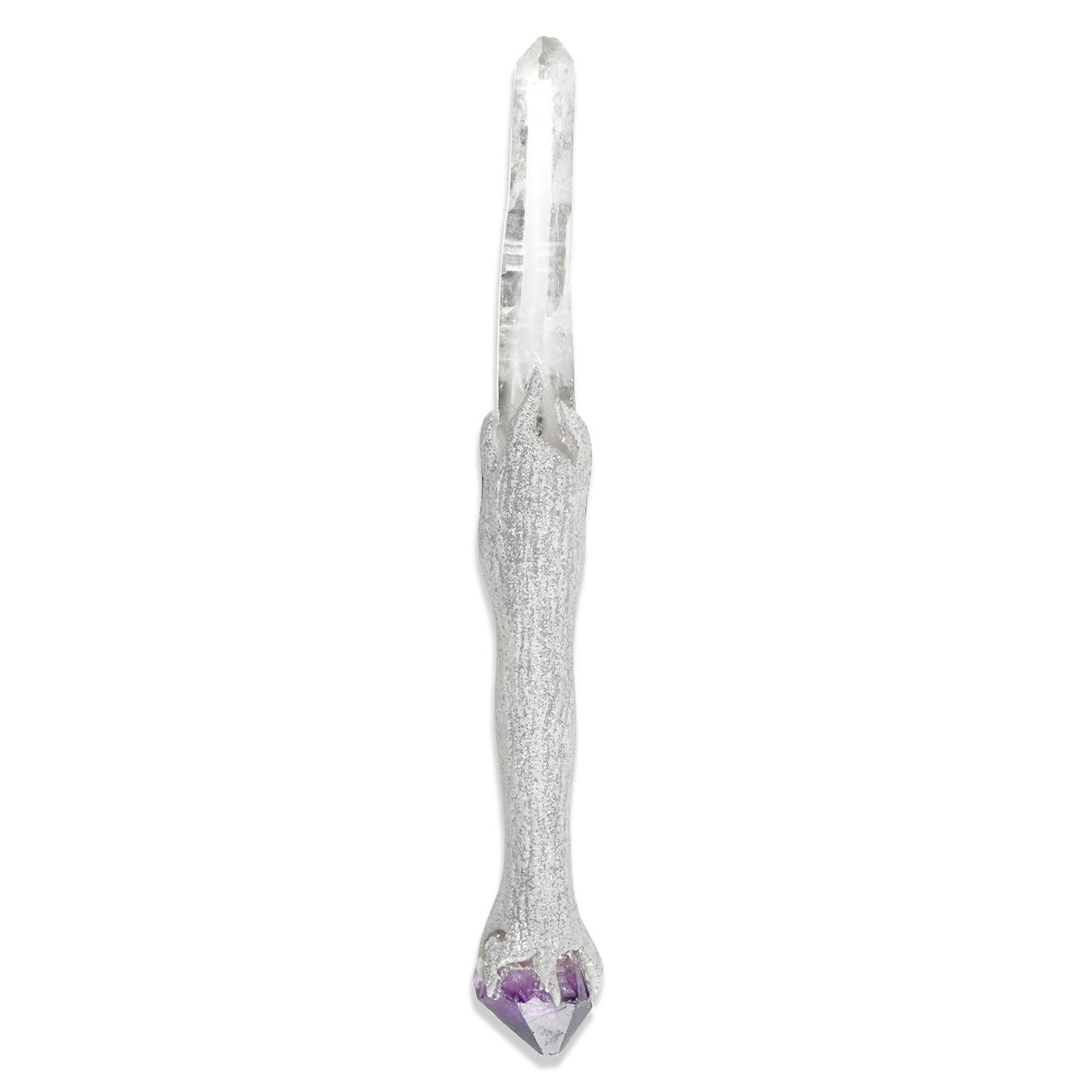 Starborn Quartz Crystal Decorative Wand with Amethyst & Rainbow Moonstone