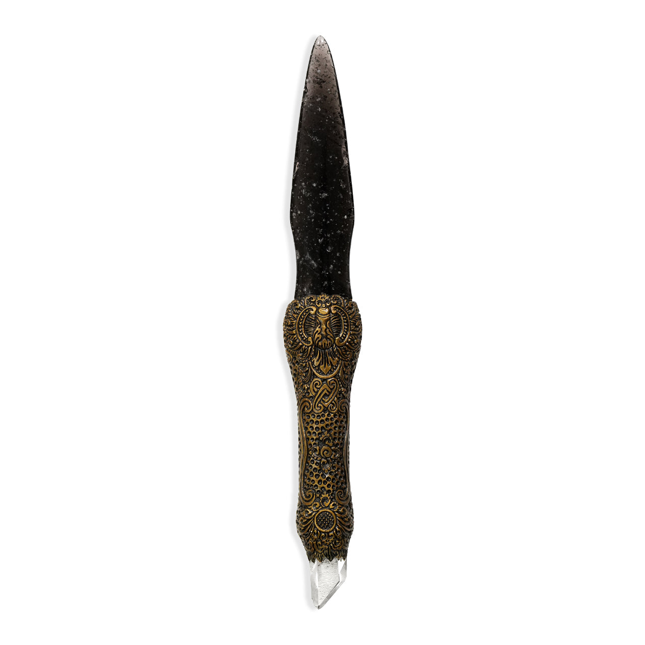 Starborn Galaxy Obsidian Decorative Wand with a Carved Clay Handle