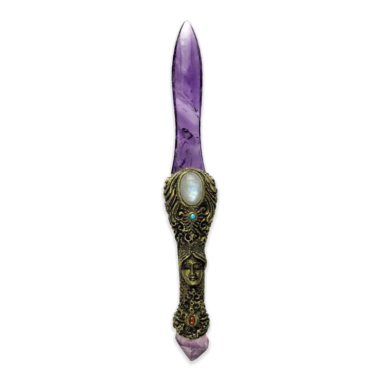 Starborn Amethyst Crystal Wand with a Hand Carved Clay Handle