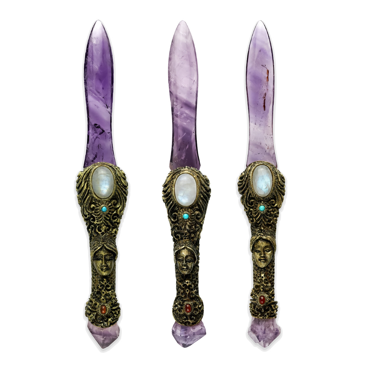Starborn Amethyst Crystal Wand with a Hand Carved Clay Handle