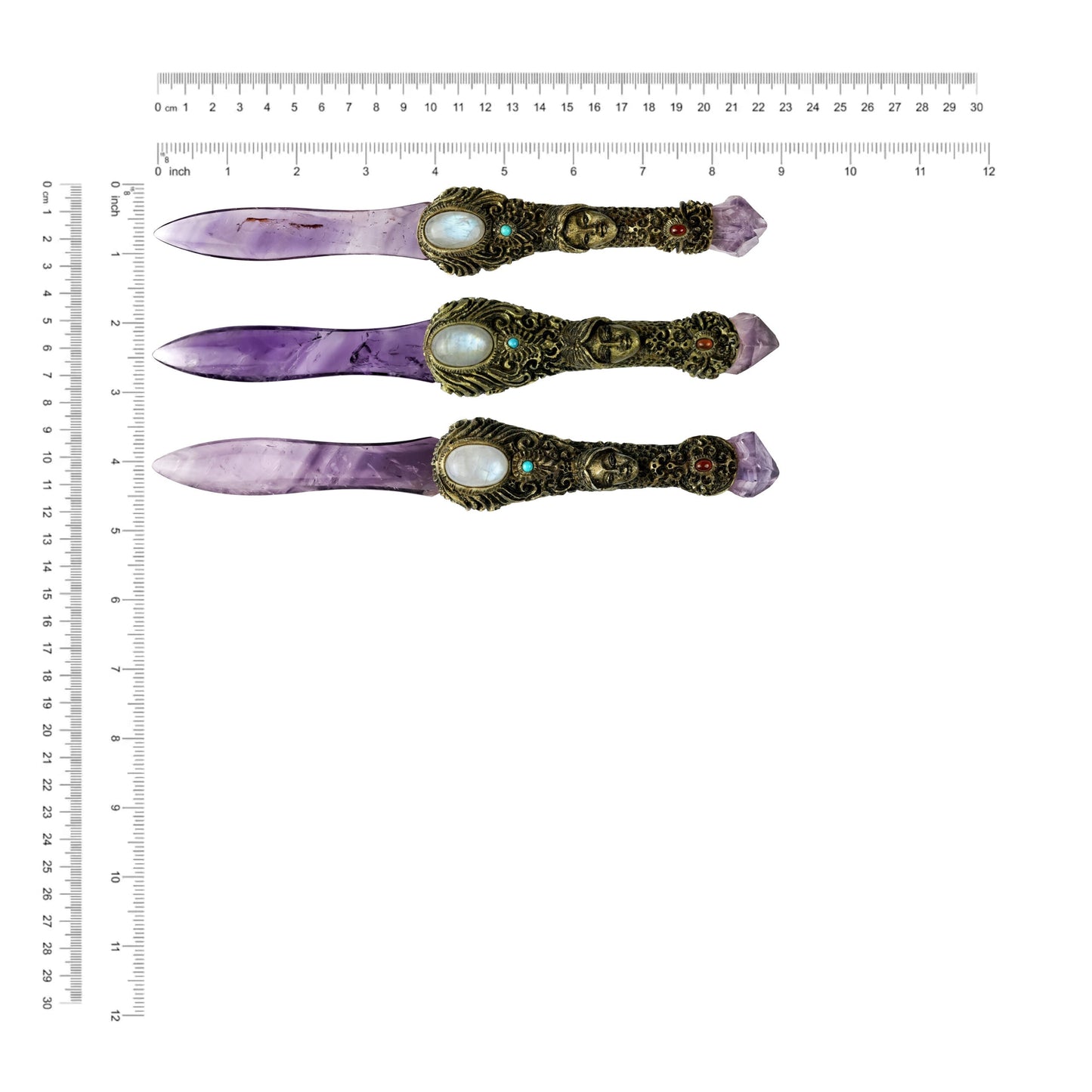 Starborn Amethyst Crystal Wand with a Hand Carved Clay Handle