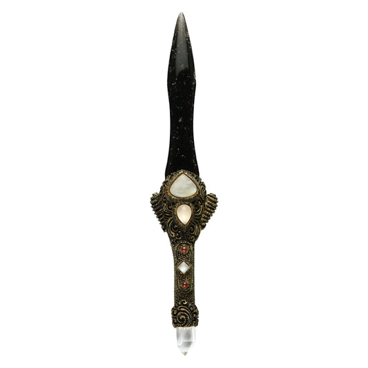 Starborn Decorative Wand Features Galaxy Obsidian with Clay Carving Handle
