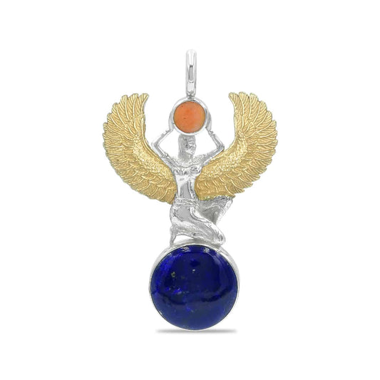 Starborn Egyptian Goddess Isis Pendant in Sterling Silver with Gold