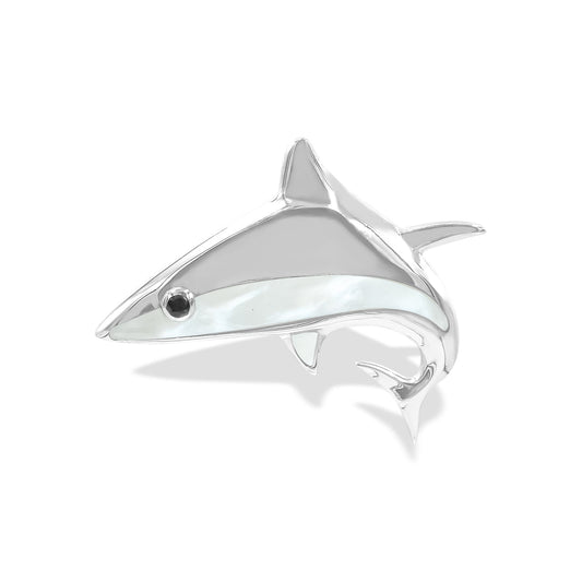 Starborn Mother of Pearl Shark Pendant in Sterling Silver
