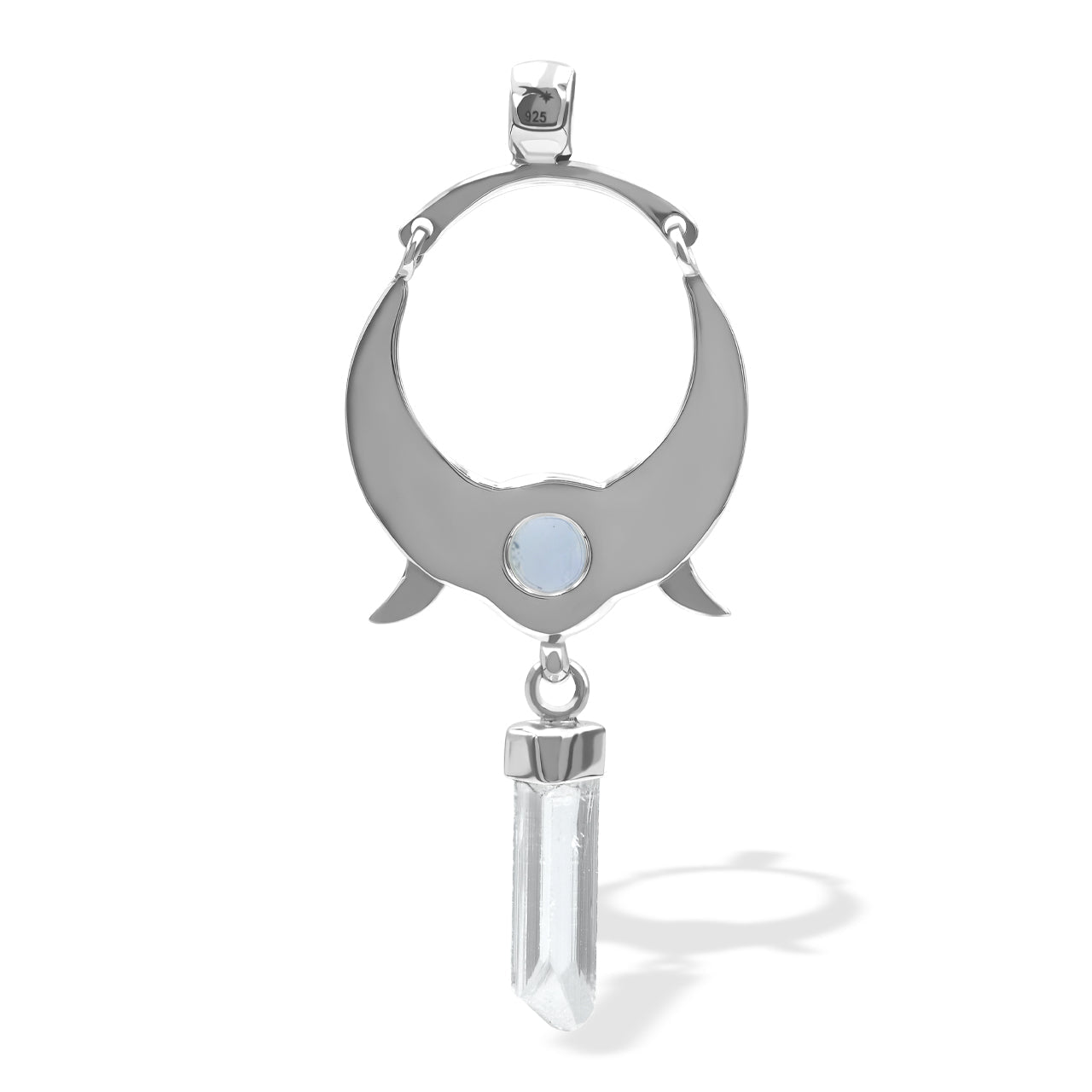 Starborn Danburite Crystal & Rainbow Moonstone Pendant in Sterling Silver